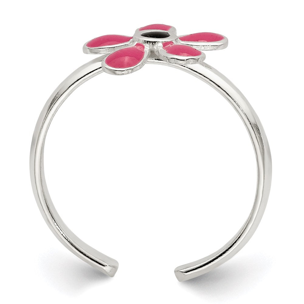 Sterlingsilber Rosa Emailliert Blumen Zehenring
