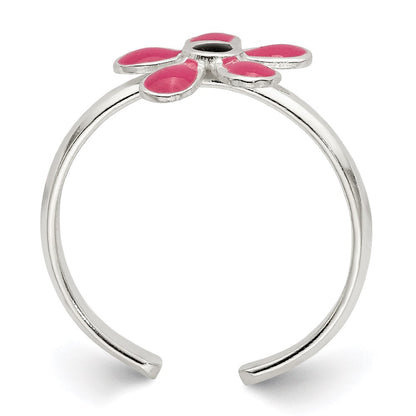 Sterlingsilber Rosa Emailliert Blumen Zehenring