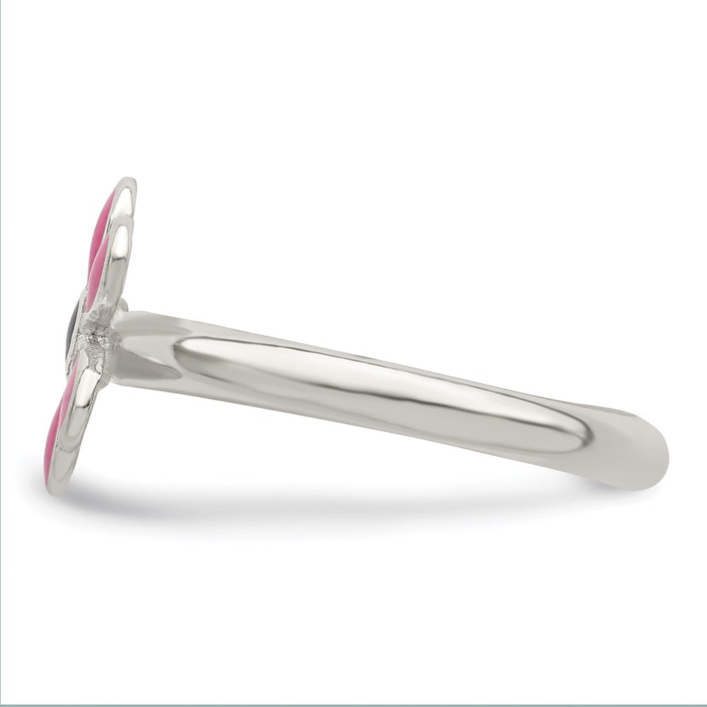 Sterlingsilber Rosa Emailliert Blumen Zehenring