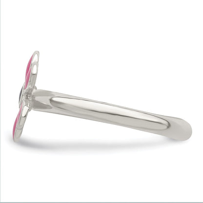 Sterlingsilber Rosa Emailliert Blumen Zehenring