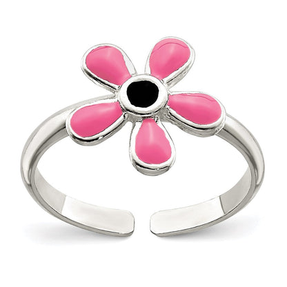 Sterlingsilber Rosa Emailliert Blumen Zehenring