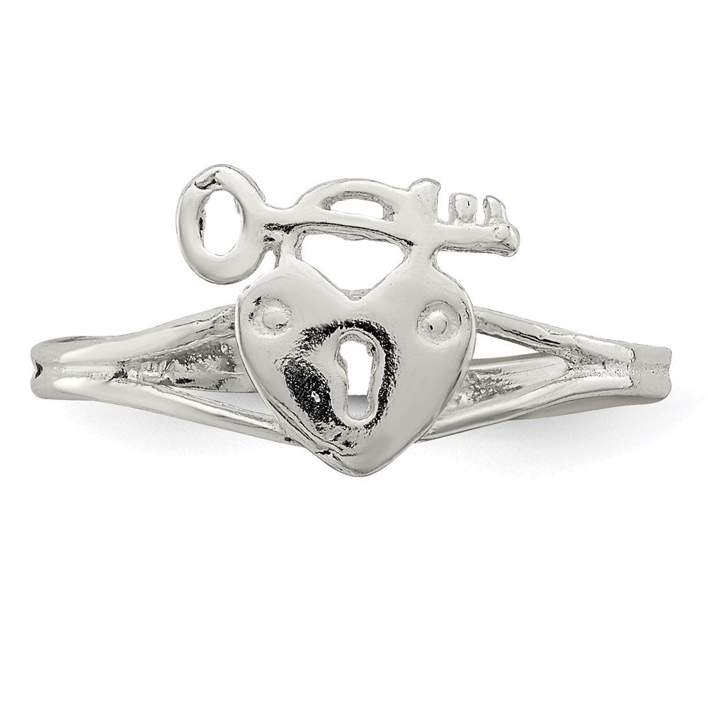 Sterlingsilber Herz Schloss & Key Zehenring