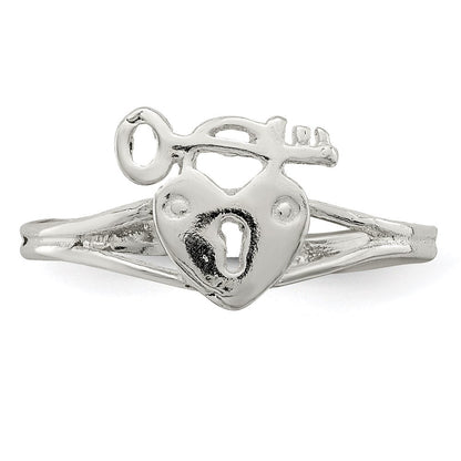 Sterlingsilber Herz Schloss & Key Zehenring