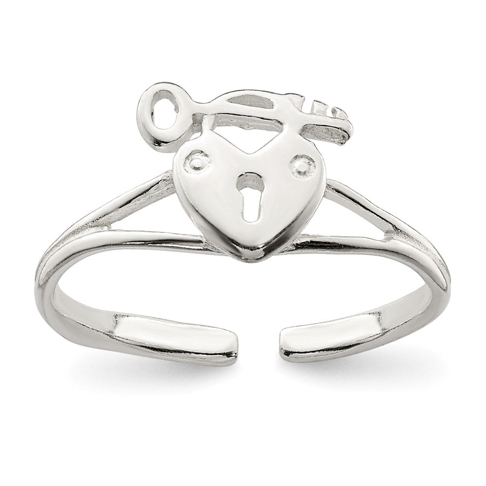 Sterlingsilber Herz Schloss & Key Zehenring