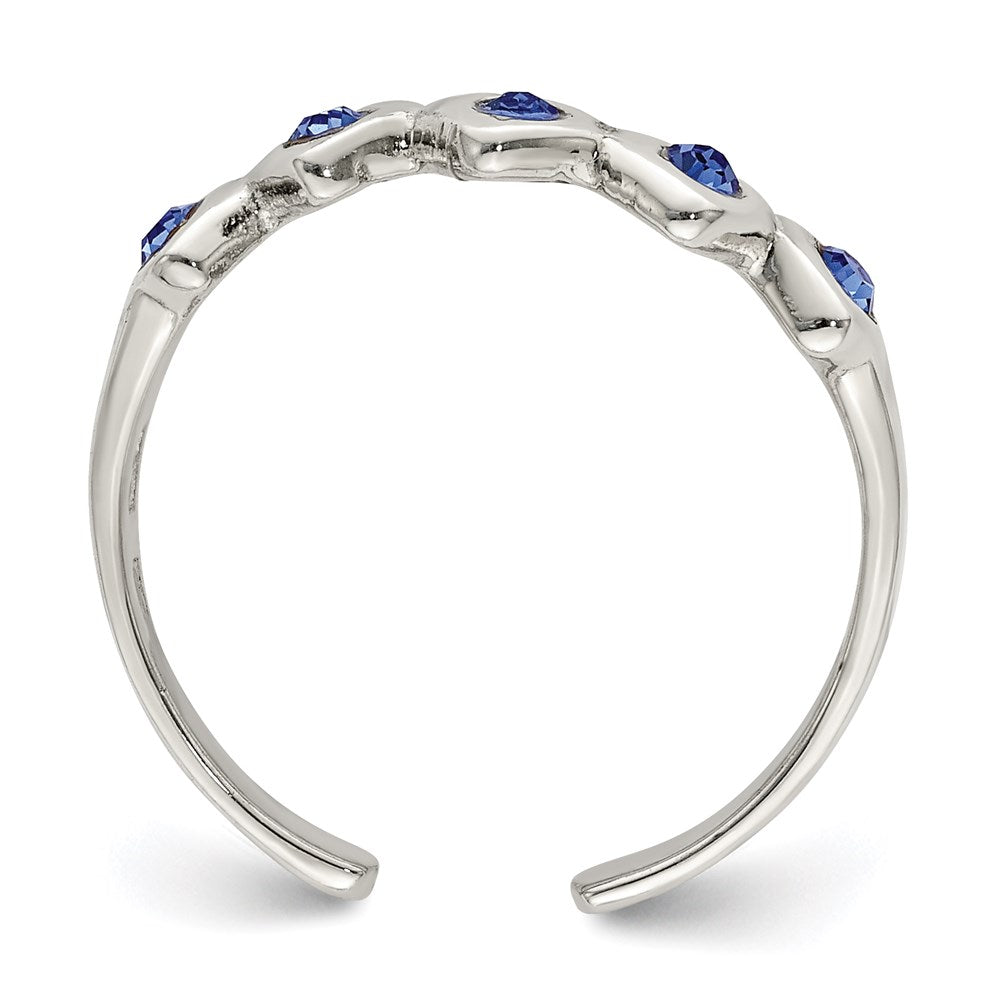 Sterlingsilber Blau Zirkonia Herz Zehenring