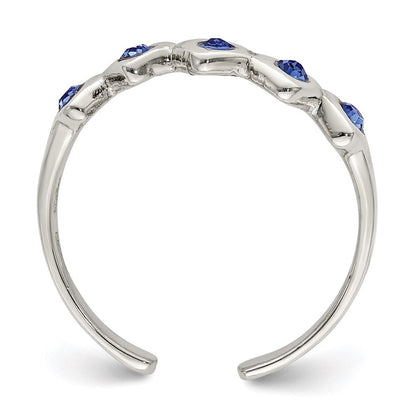 Sterlingsilber Blau Zirkonia Herz Zehenring