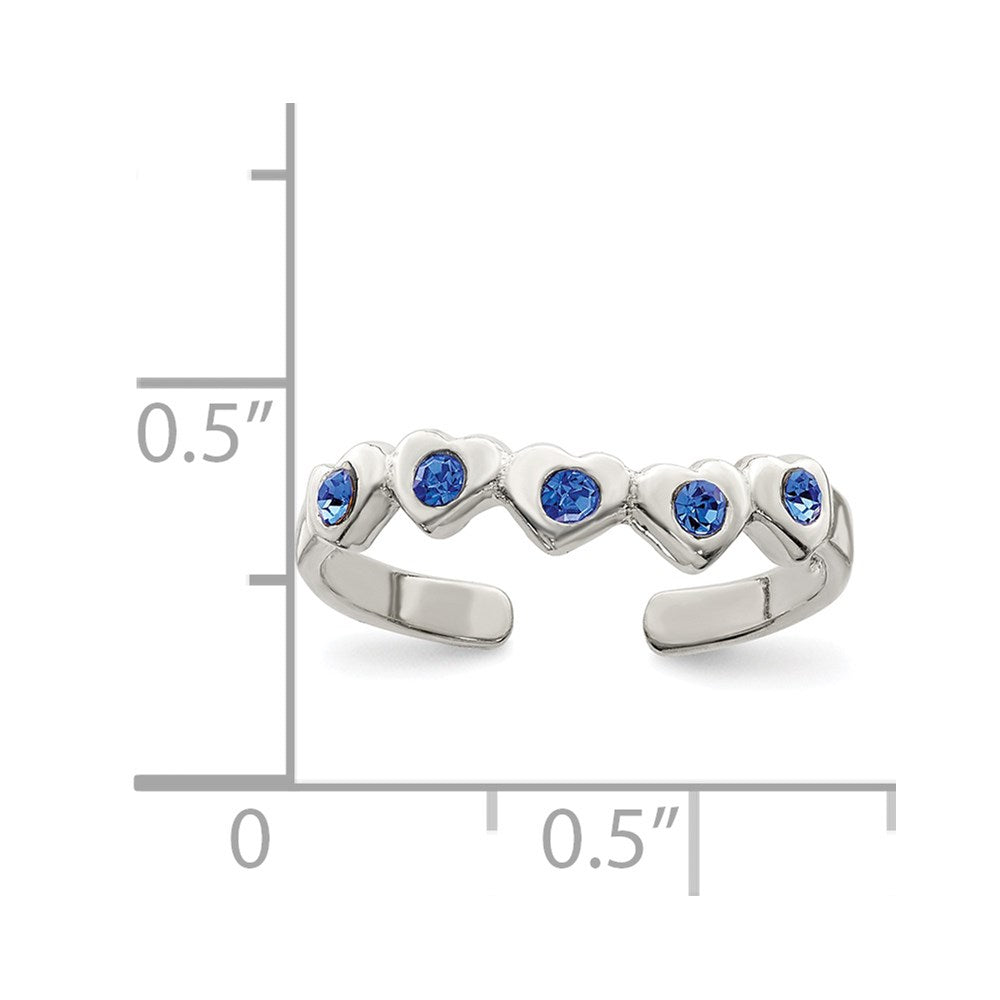 Sterlingsilber Blau Zirkonia Herz Zehenring