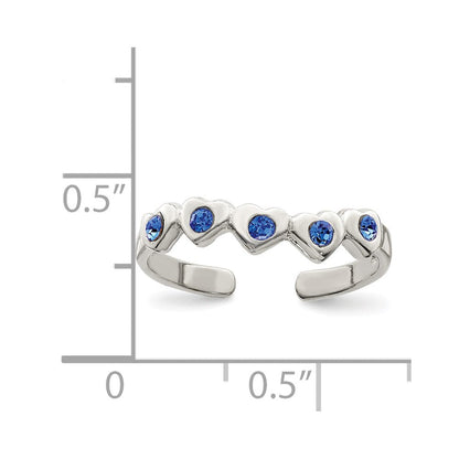 Sterlingsilber Blau Zirkonia Herz Zehenring