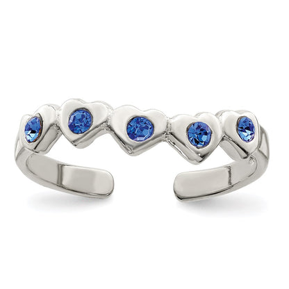 Sterlingsilber Blau Zirkonia Herz Zehenring