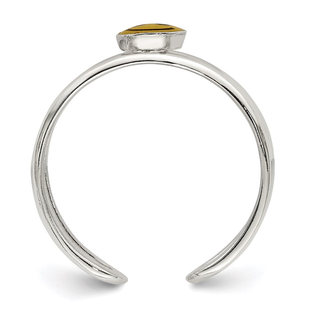 Sterlingsilber Gelb & Schwarz Emailliert Smiley Zehenring