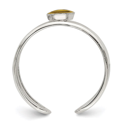 Sterlingsilber Gelb & Schwarz Emailliert Smiley Zehenring