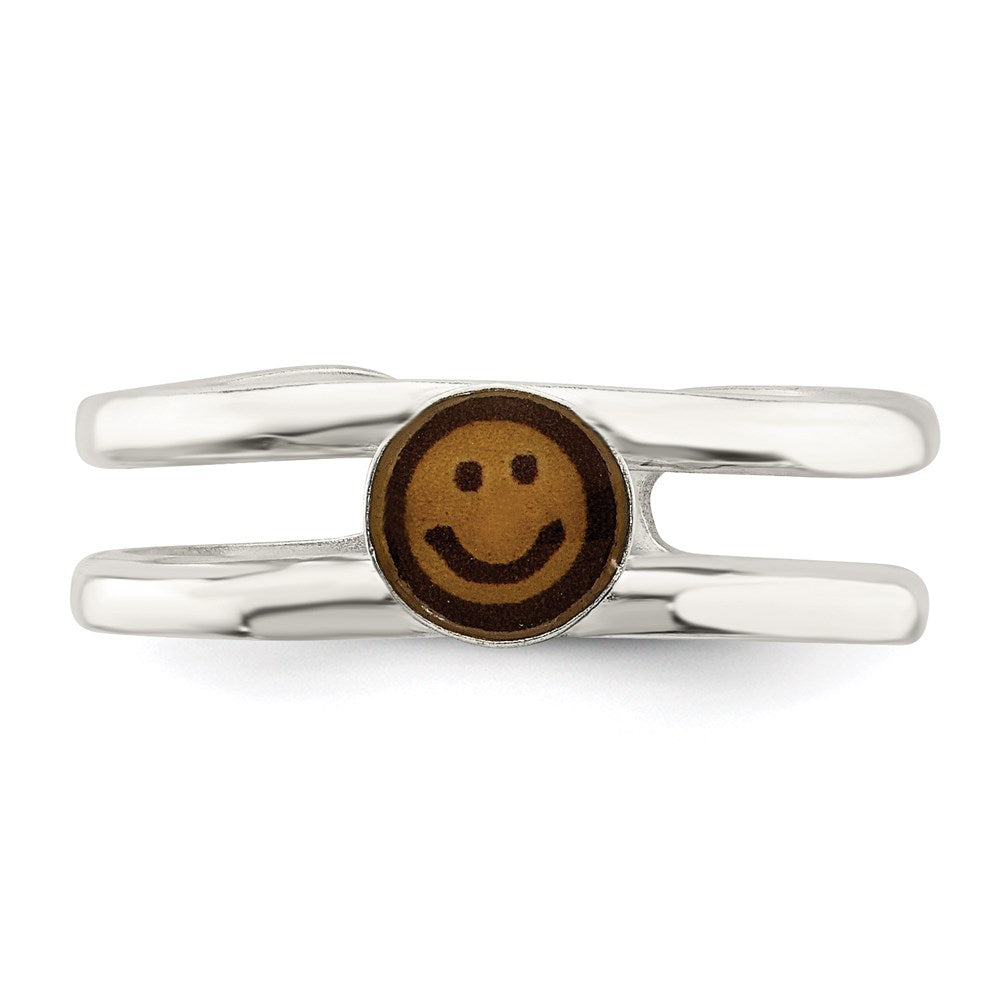 Sterlingsilber Gelb & Schwarz Emailliert Smiley Zehenring