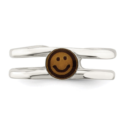 Sterlingsilber Gelb & Schwarz Emailliert Smiley Zehenring