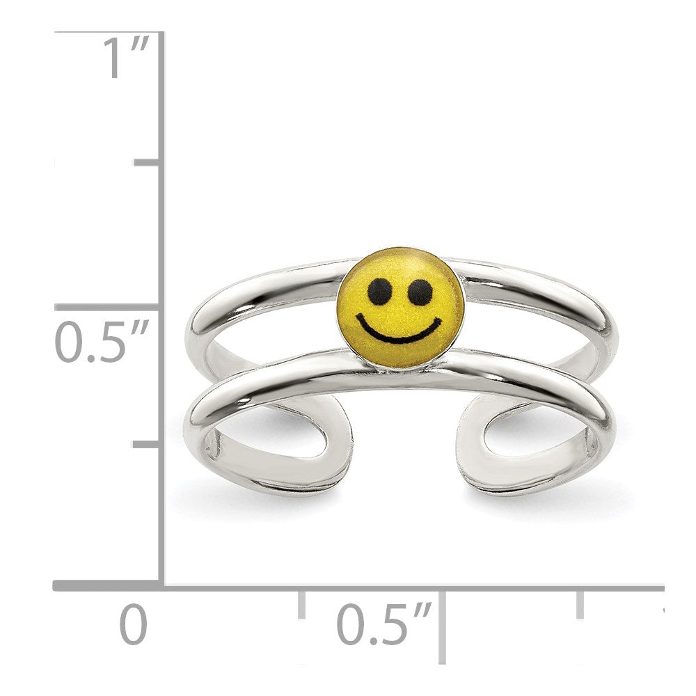 Sterlingsilber Gelb & Schwarz Emailliert Smiley Zehenring