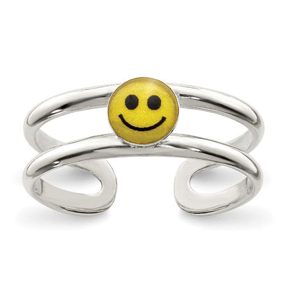 Sterlingsilber Gelb & Schwarz Emailliert Smiley Zehenring