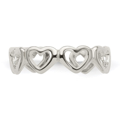 Sterlingsilber Ausgeschnitten Herzen Zehenring