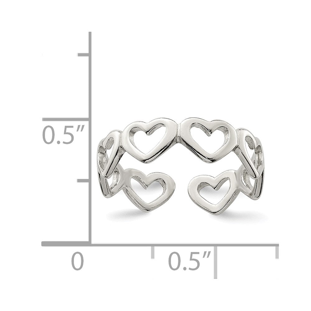 Sterlingsilber Ausgeschnitten Herzen Zehenring
