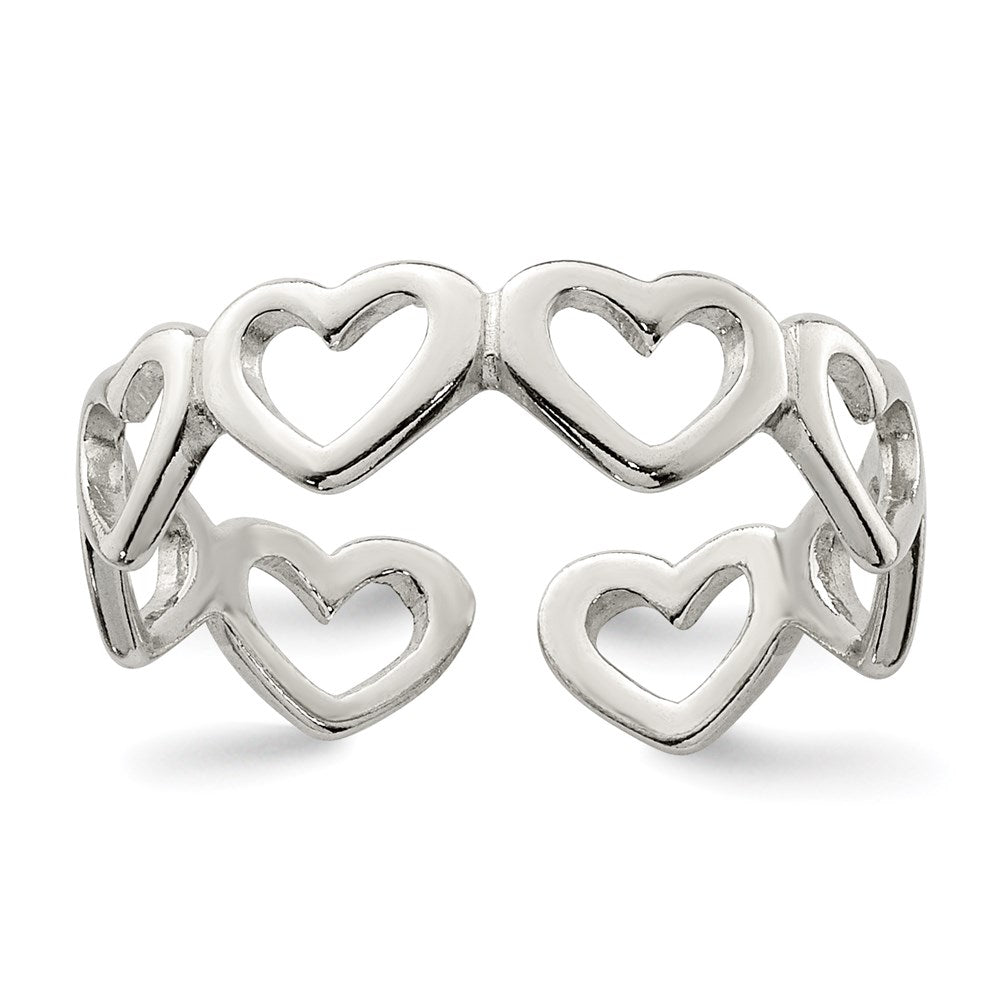 Sterlingsilber Ausgeschnitten Herzen Zehenring
