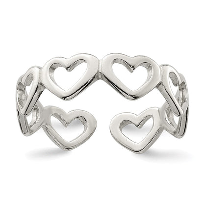 Sterlingsilber Ausgeschnitten Herzen Zehenring
