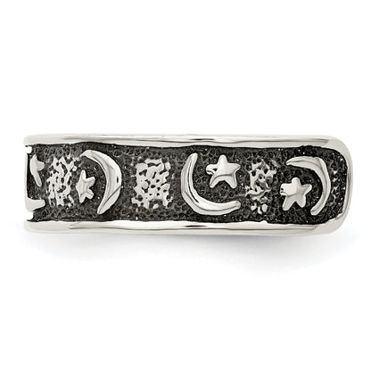 Sterlingsilber Antikisiert Mond & Stern Zehenring