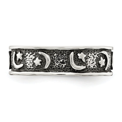 Sterlingsilber Antikisiert Mond & Stern Zehenring