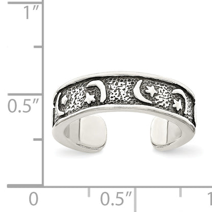 Sterlingsilber Antikisiert Mond & Stern Zehenring