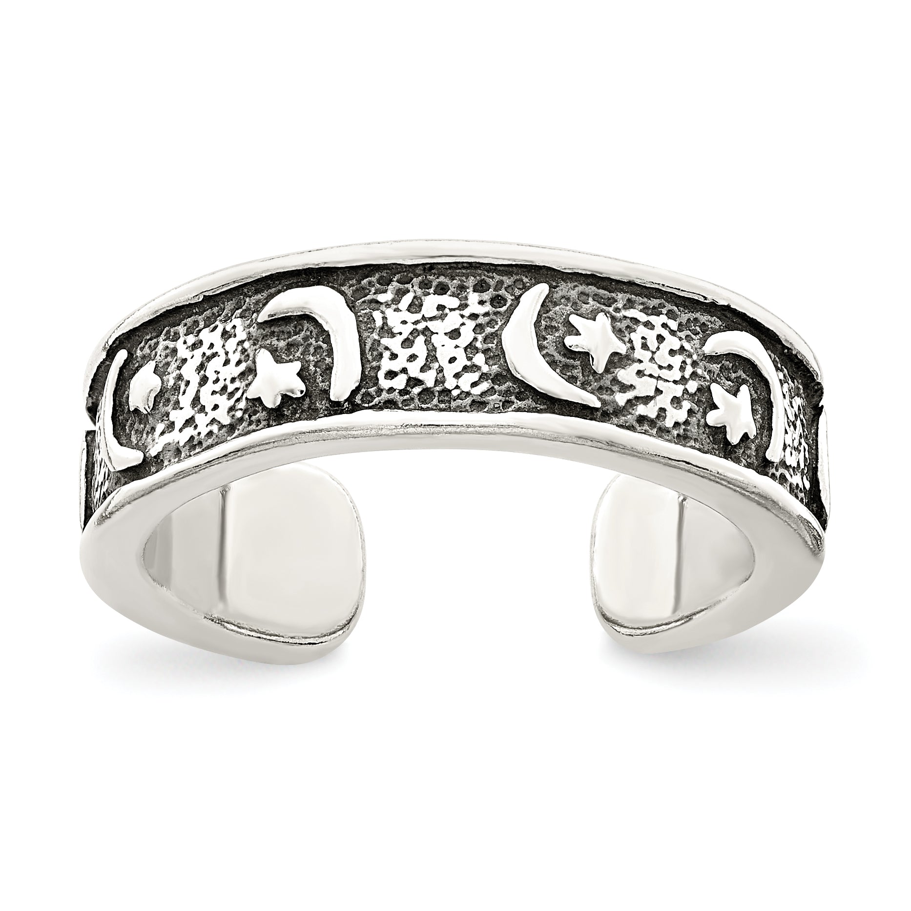 Sterlingsilber Antikisiert Mond & Stern Zehenring