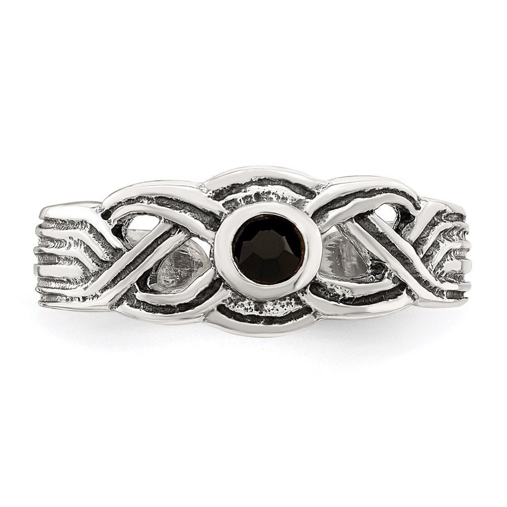 Sterlingsilber Antikisiert Schwarz Zirkonia Zehenring