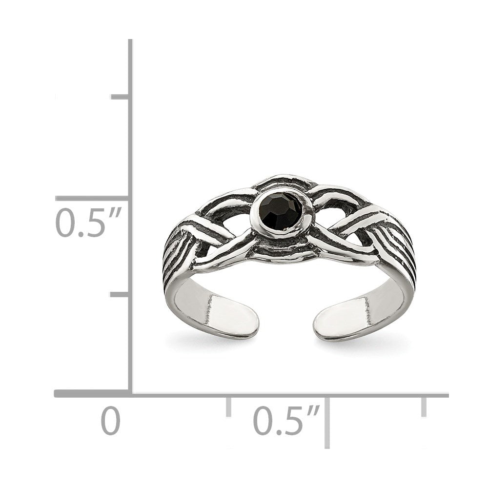 Sterlingsilber Antikisiert Schwarz Zirkonia Zehenring