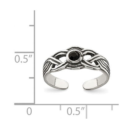 Sterlingsilber Antikisiert Schwarz Zirkonia Zehenring