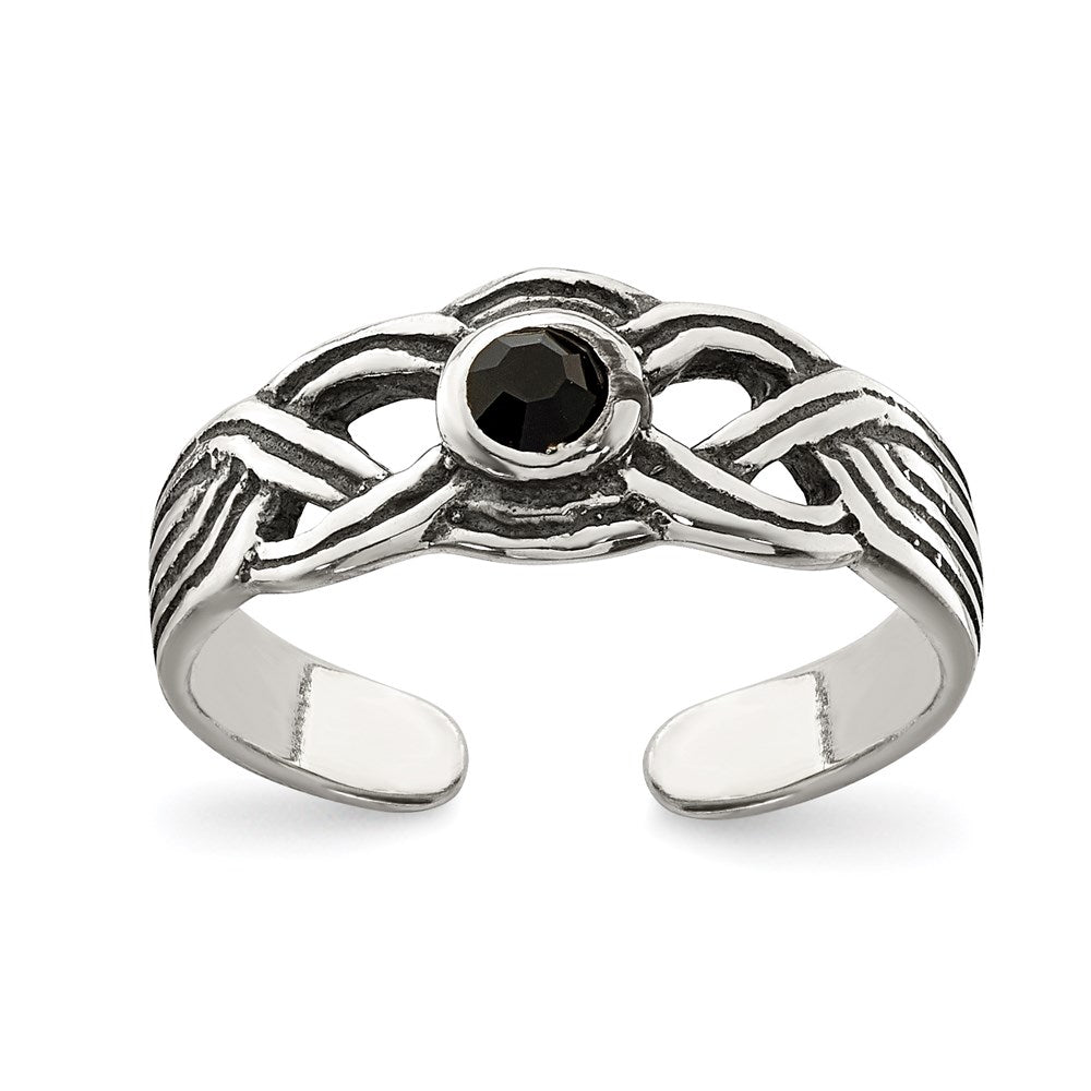Sterlingsilber Antikisiert Schwarz Zirkonia Zehenring