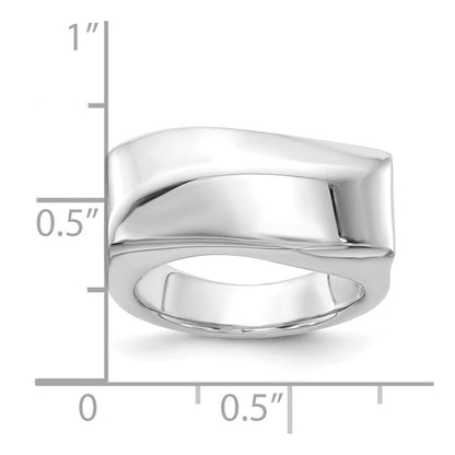 Sterlingsilber Fantasie Rectangular Welle Ring (size 6 Nur)