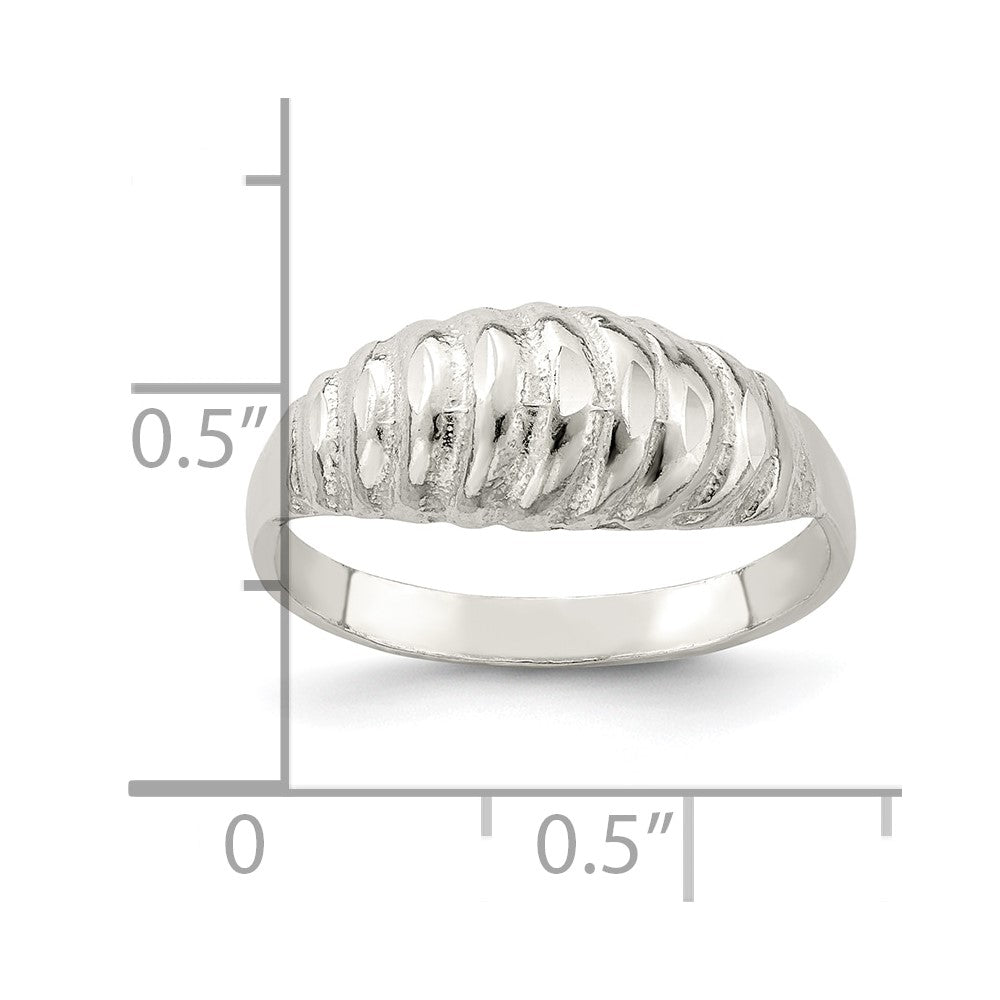 Sterlingsilber Diamantiert Gewölbt Ring