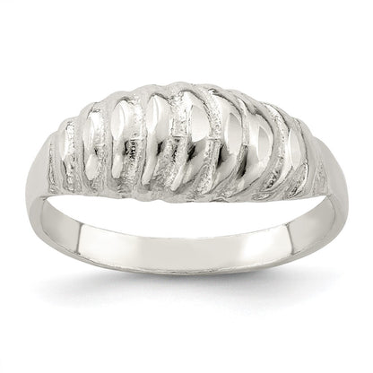 Sterlingsilber Diamantiert Gewölbt Ring
