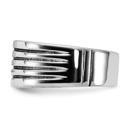 Sterlingsilber Poliert & Antikisiert Ribbed Ring
