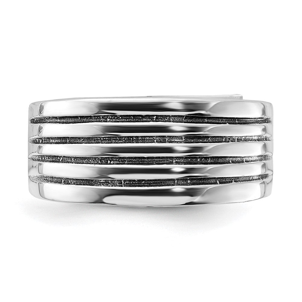 Sterlingsilber Poliert & Antikisiert Ribbed Ring
