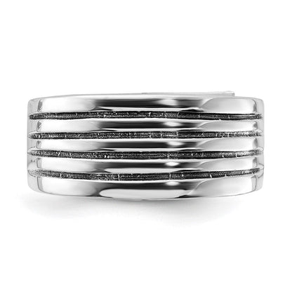 Sterlingsilber Poliert & Antikisiert Ribbed Ring