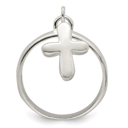 Sterlingsilber Massiv Kreuz Hängend Ring