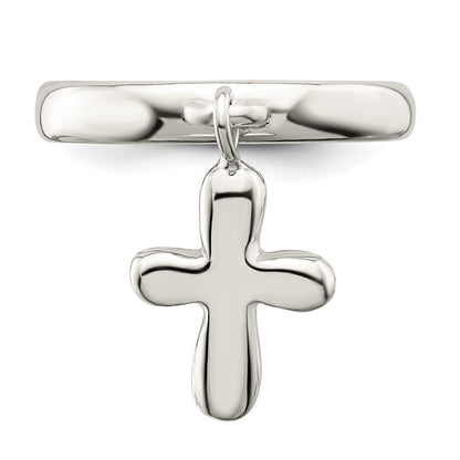 Sterlingsilber Massiv Kreuz Hängend Ring