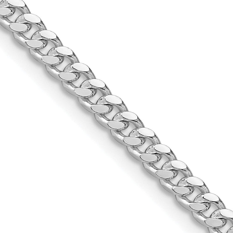 Sterlingsilber Rhodiniert 3.25mm Gewölbt mit Seite Diamantiert Panzer Kette