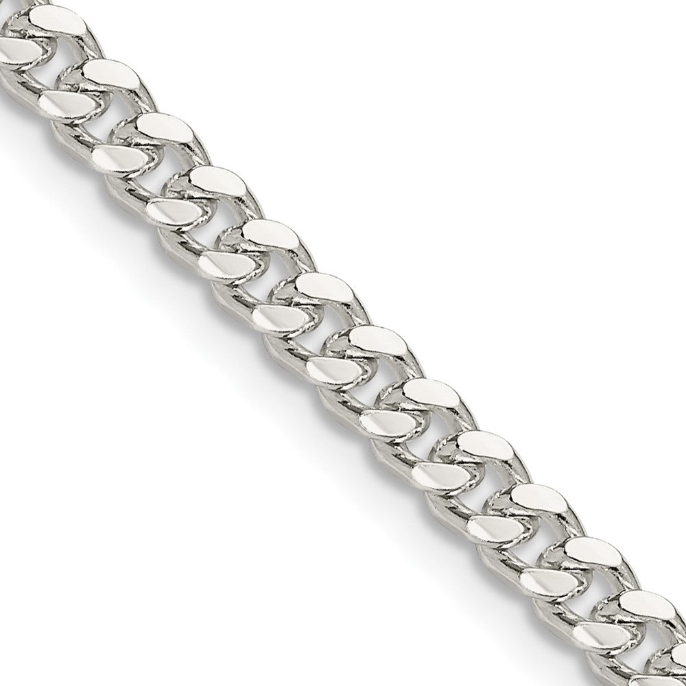 Sterlingsilber 4mm Gewölbt mit Seite Diamantiert Panzer Halskette