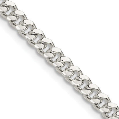Sterlingsilber 4mm Gewölbt mit Seite Diamantiert Panzer Halskette