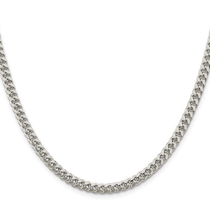 Sterlingsilber 5mm Gewölbt mit Seite Diamantiert Panzer Halskette
