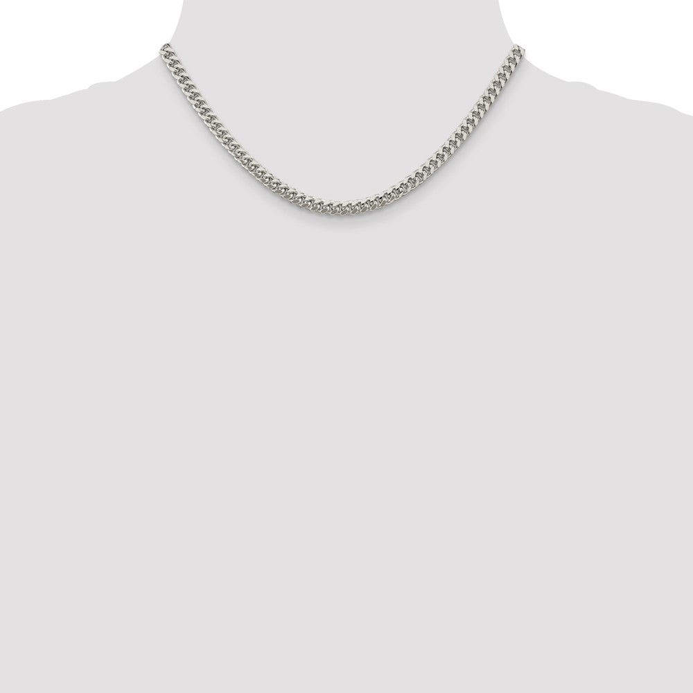Sterlingsilber 5mm Gewölbt mit Seite Diamantiert Panzer Halskette