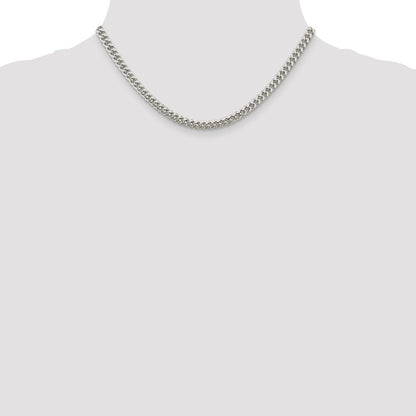 Sterlingsilber 5mm Gewölbt mit Seite Diamantiert Panzer Halskette