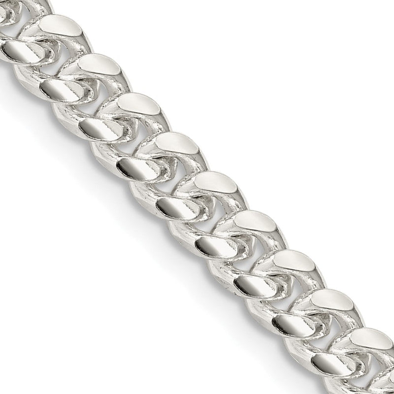 Sterlingsilber 5mm Gewölbt mit Seite Diamantiert Panzer Halskette