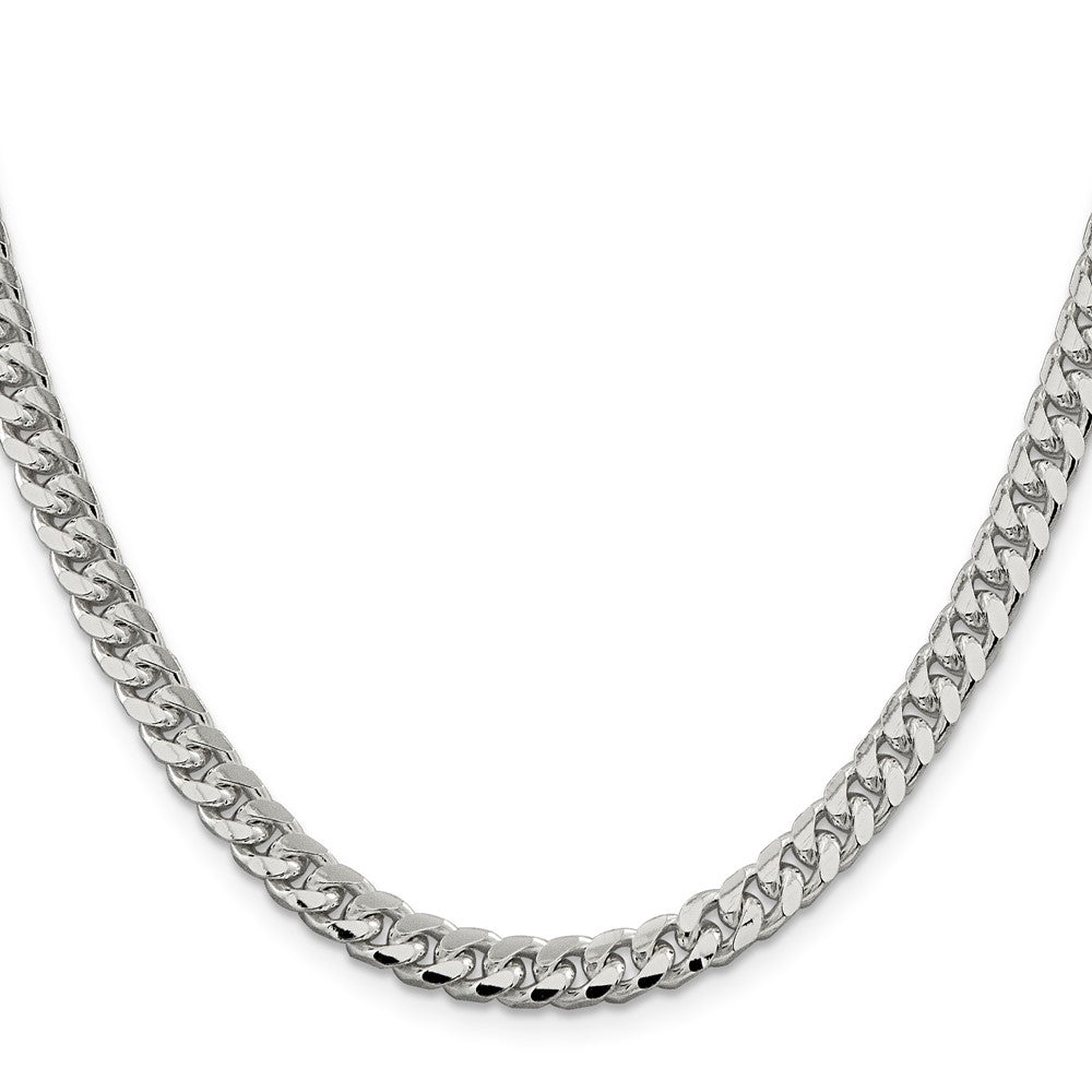 Sterlingsilber 6mm Gewölbt mit Seite Diamantiert Panzer Halskette