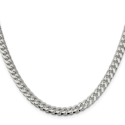Sterlingsilber 6mm Gewölbt mit Seite Diamantiert Panzer Halskette