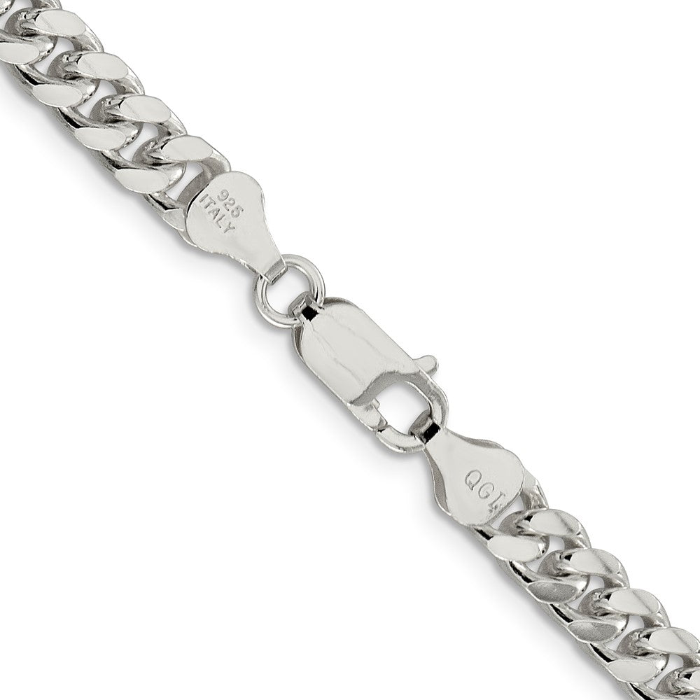 Sterlingsilber 6mm Gewölbt mit Seite Diamantiert Panzer Halskette