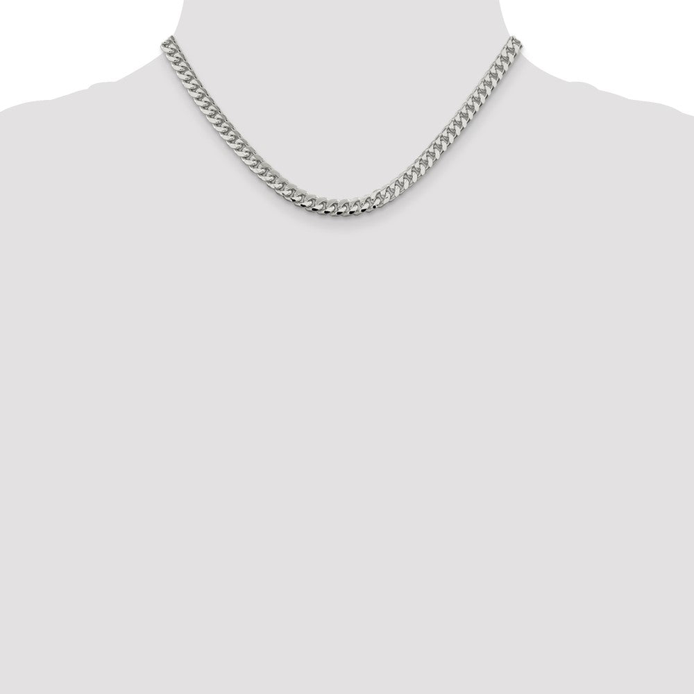 Sterlingsilber 6mm Gewölbt mit Seite Diamantiert Panzer Halskette
